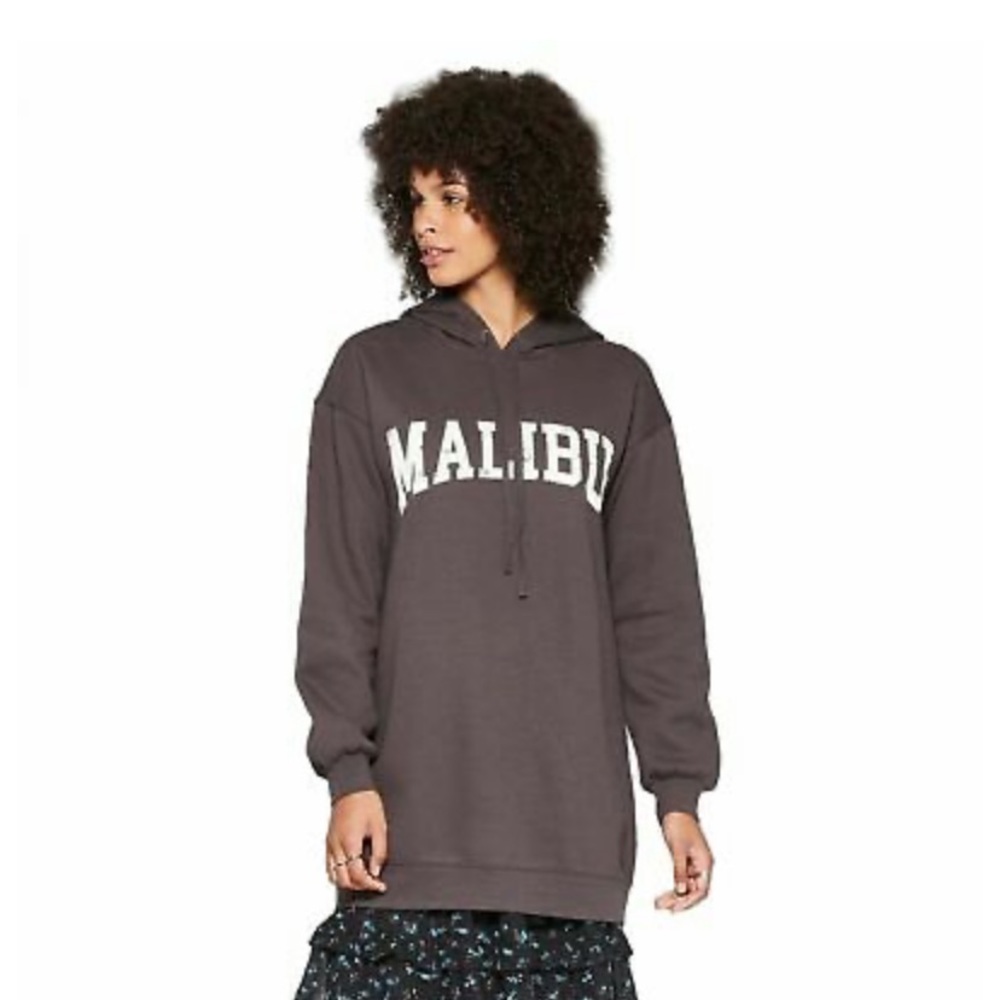 Wild Fable Hooded Tunic Sweatshirt Malibu Graphic